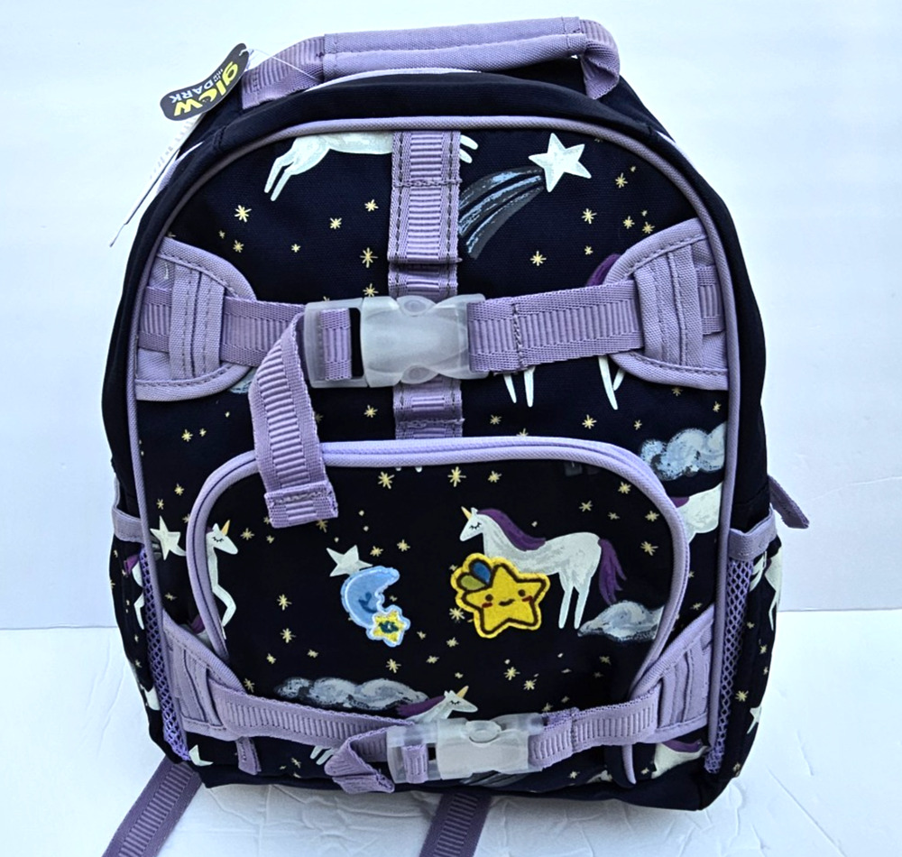 Pottery Barn Kids Mackenzie Backpack Navy & Purple Night Glow Unicorn Small